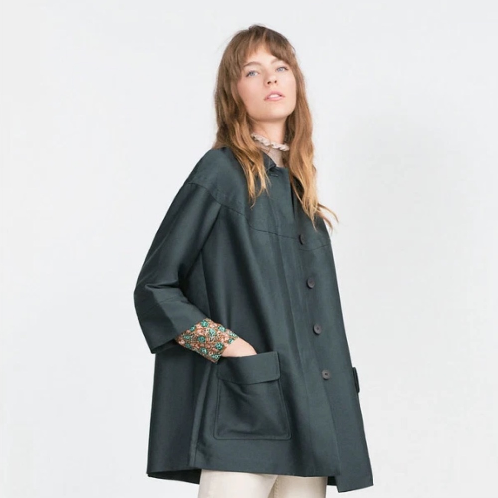 Zara Basic Emerald Green Oversize Coat